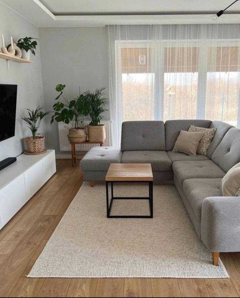 Modern living room with plants